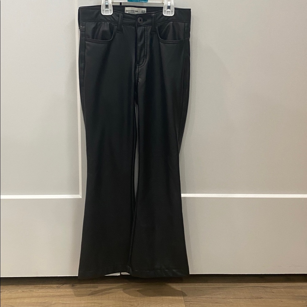 Abercrombie Kids Black High Rise Flare Pleather Pants